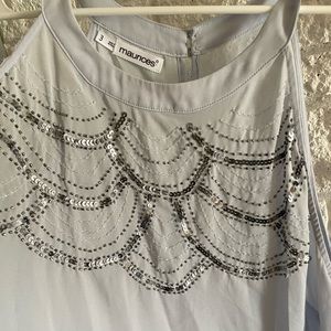 Key Hole Silver beaded dress tank